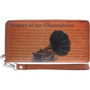 LAVISHY gramophone print vegan wristlet wallet